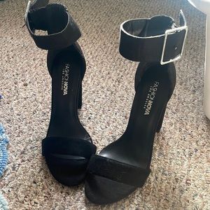 black and silver heels